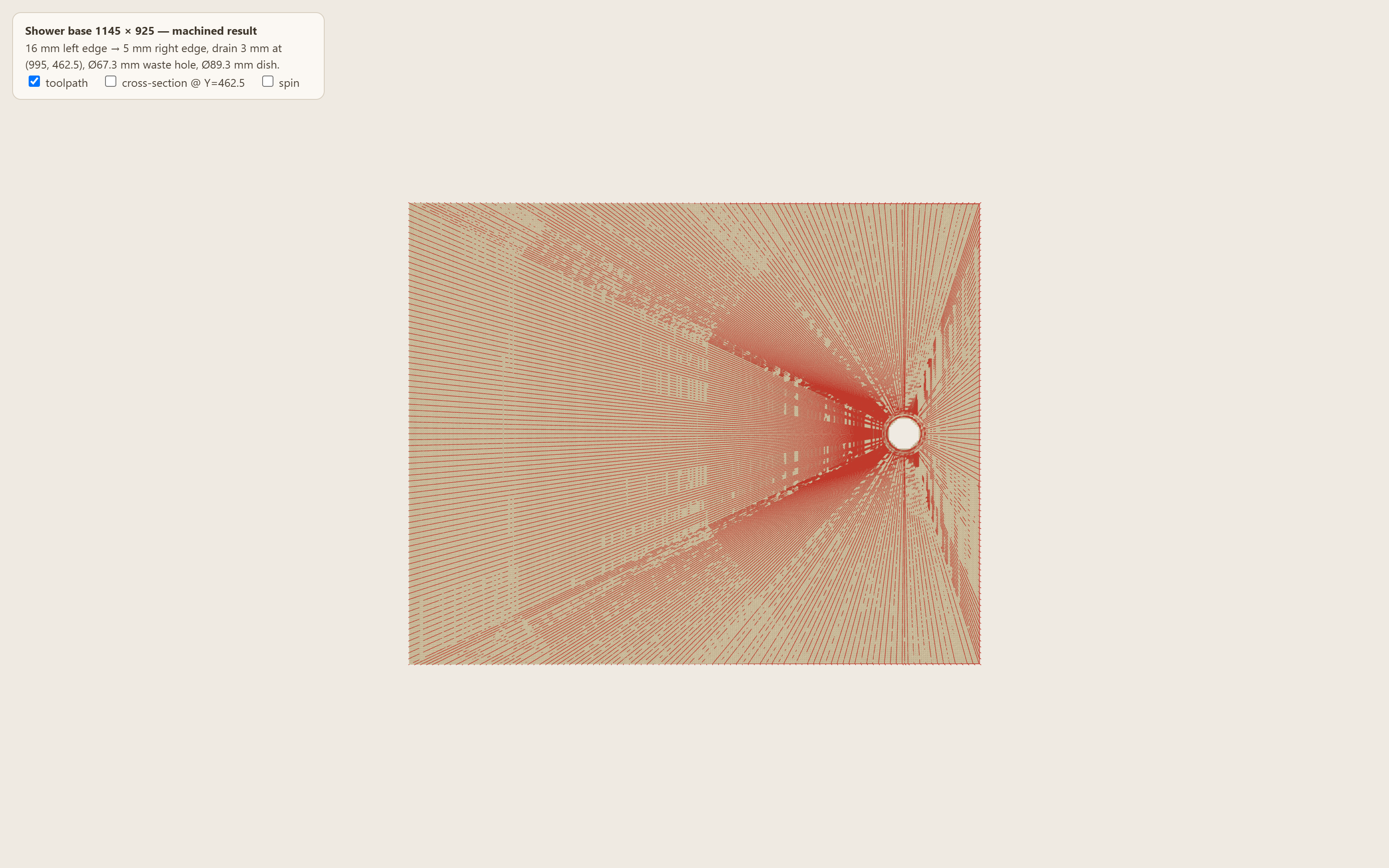 Top view with toolpath